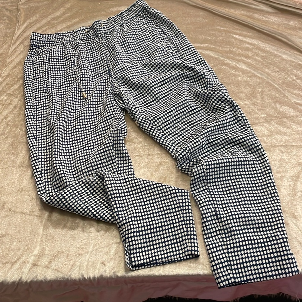 H&M blue & white polka dot drawstring pants